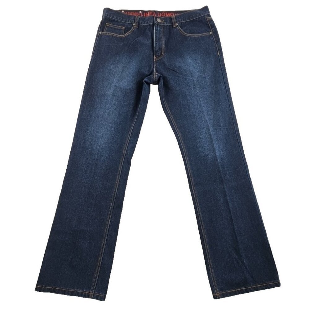 Linea Uomo Jeans Men's 38x34 Dark Wash Relaxed Straight Fit EUC LN RN 99641